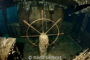 ShipsWheel on the Niagara II, Near Tobermory, Ontario. by David Gilchrist 